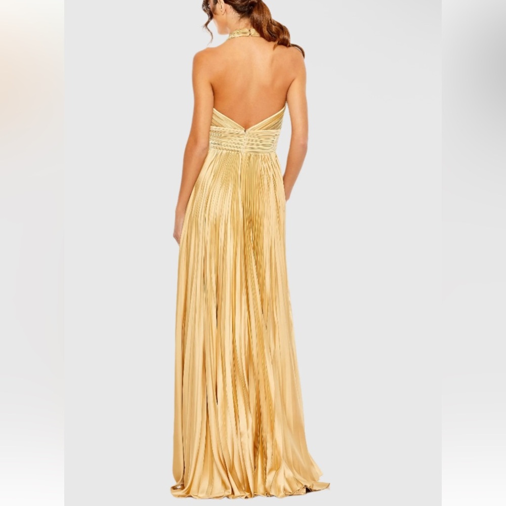 MAC DUGGAL 11636 Pleated Halter Neck Gown Bow Detail Size 8 NWT - Picture 3 of 7